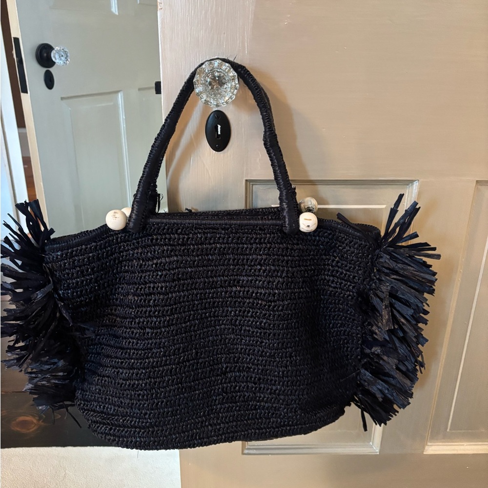 Black Raffia pocketbook - Picture 2 of 4